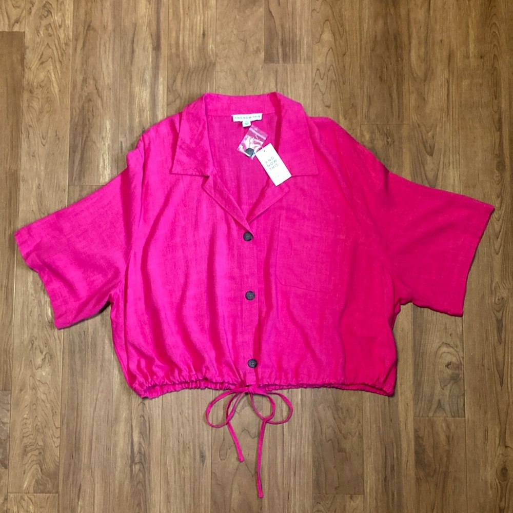 Vibrant Pink Button-Up Blouse 2X Women’s